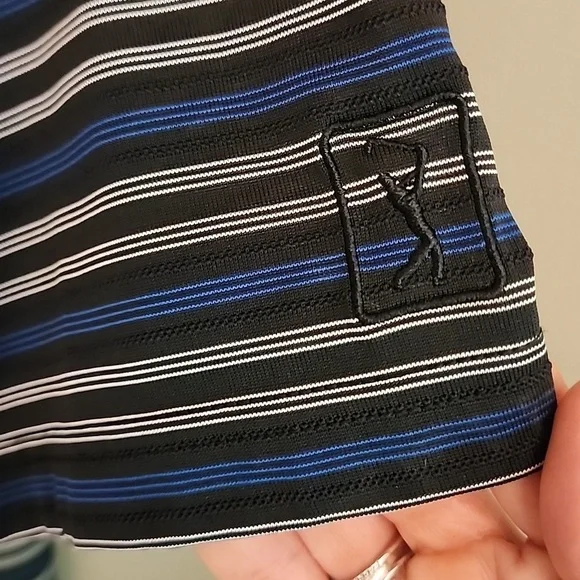 Champions Tour Golf Black and Blue Polo Shirt Classic Stripes - Picture 5 of 10